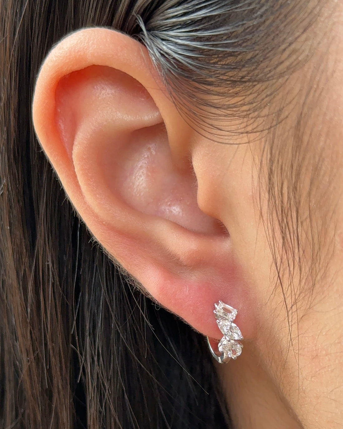 Marquise with Mixed Fancy cut Diamond Hoop Earrings