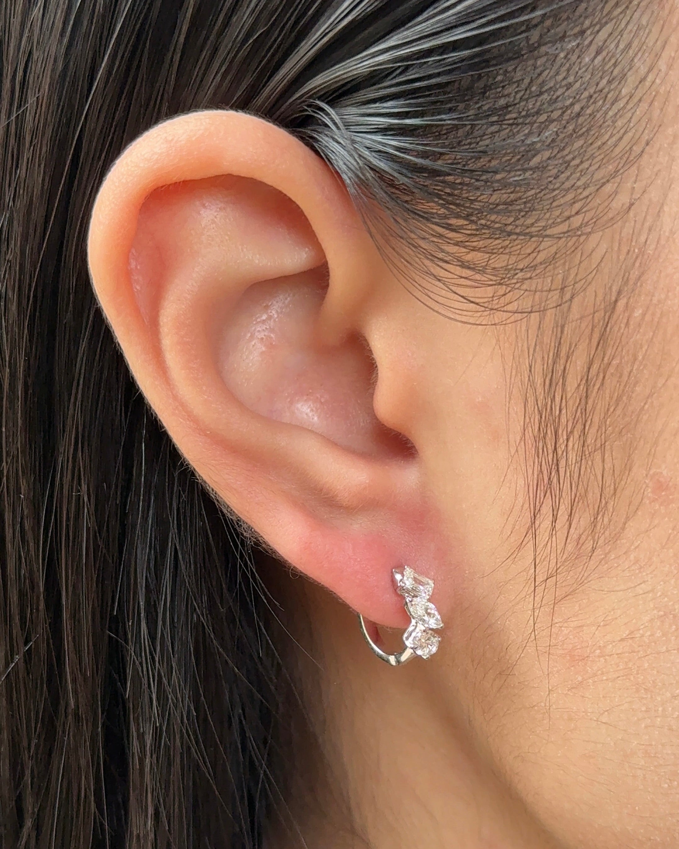 Marquise with Mixed Fancy cut Diamond Hoop Earrings