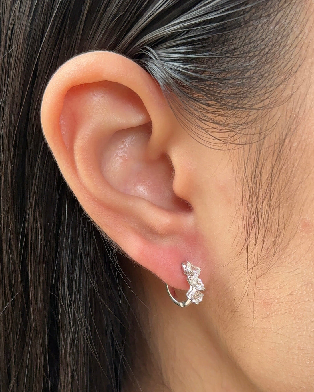 Marquise with Mixed Fancy cut Diamond Hoop Earrings