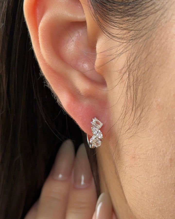 Marquise with Mixed Fancy cut Diamond Hoop Earrings