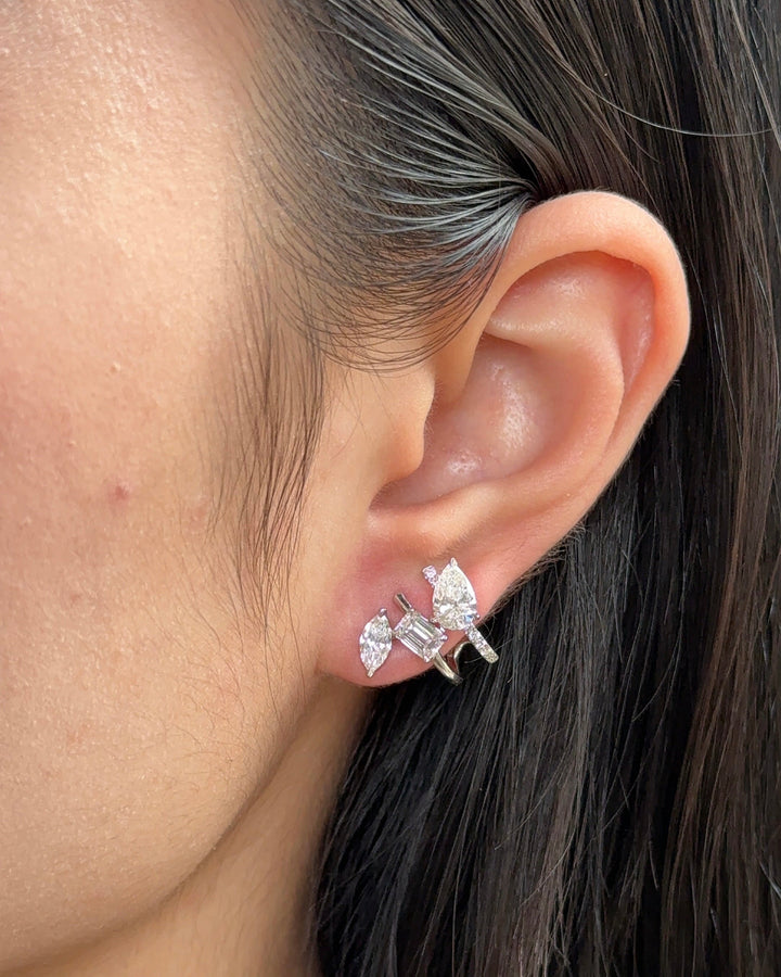 3 in 1 Pear and Mixed Fancy cut Diamond White Gold Earring