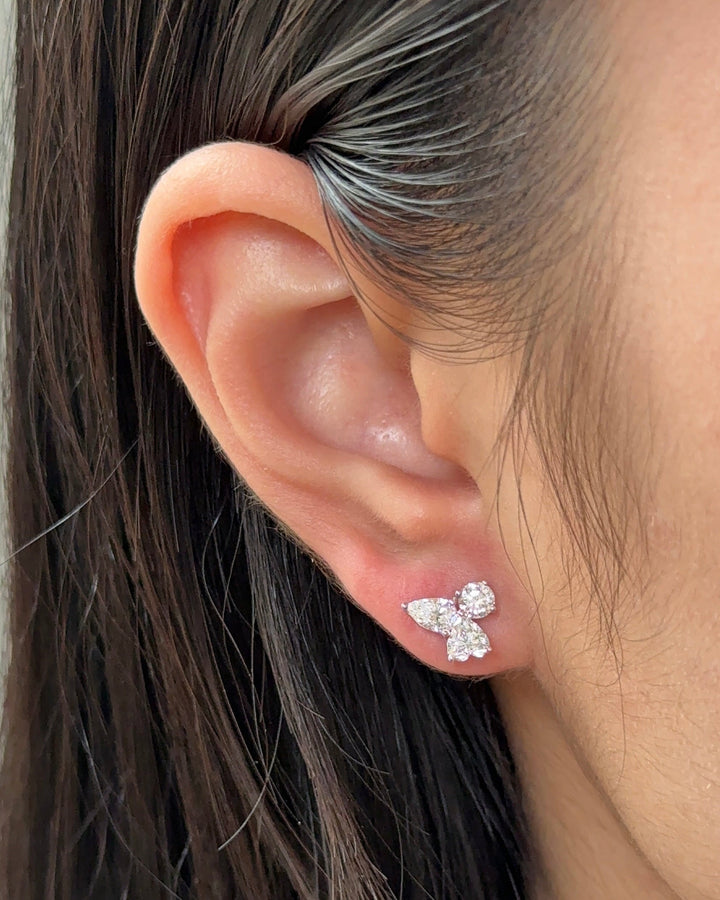 Round and Mixed Fancy cut Diamond Trinity Bloom Earrings