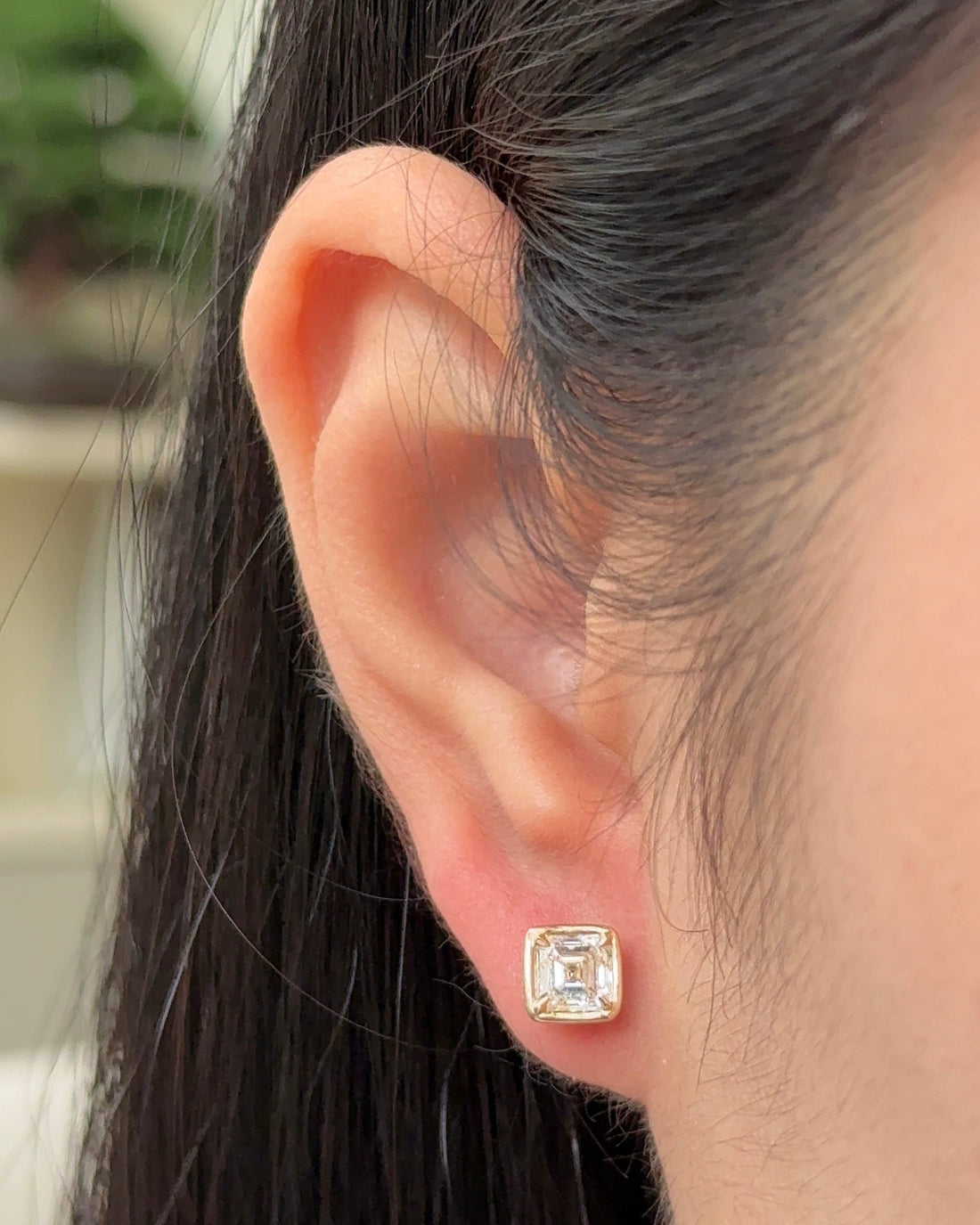 70 Pointer Asscher Diamond Stud Earrings in Bezel XL Setting (with Comfort Fit Backing)