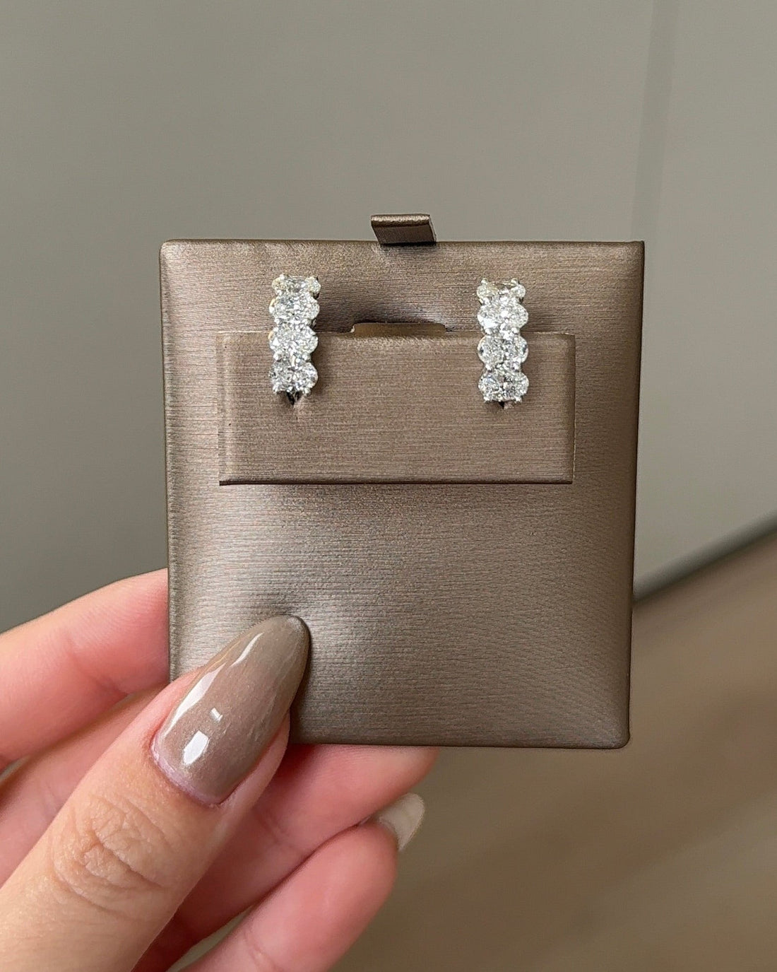 Oval cut Diamond Hoop Earring