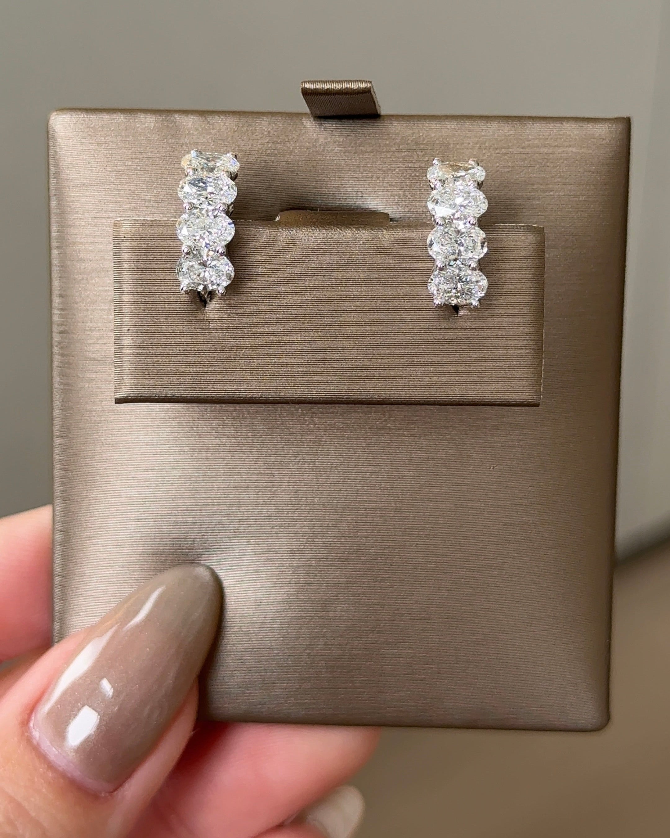 Oval cut Diamond Hoop Earring