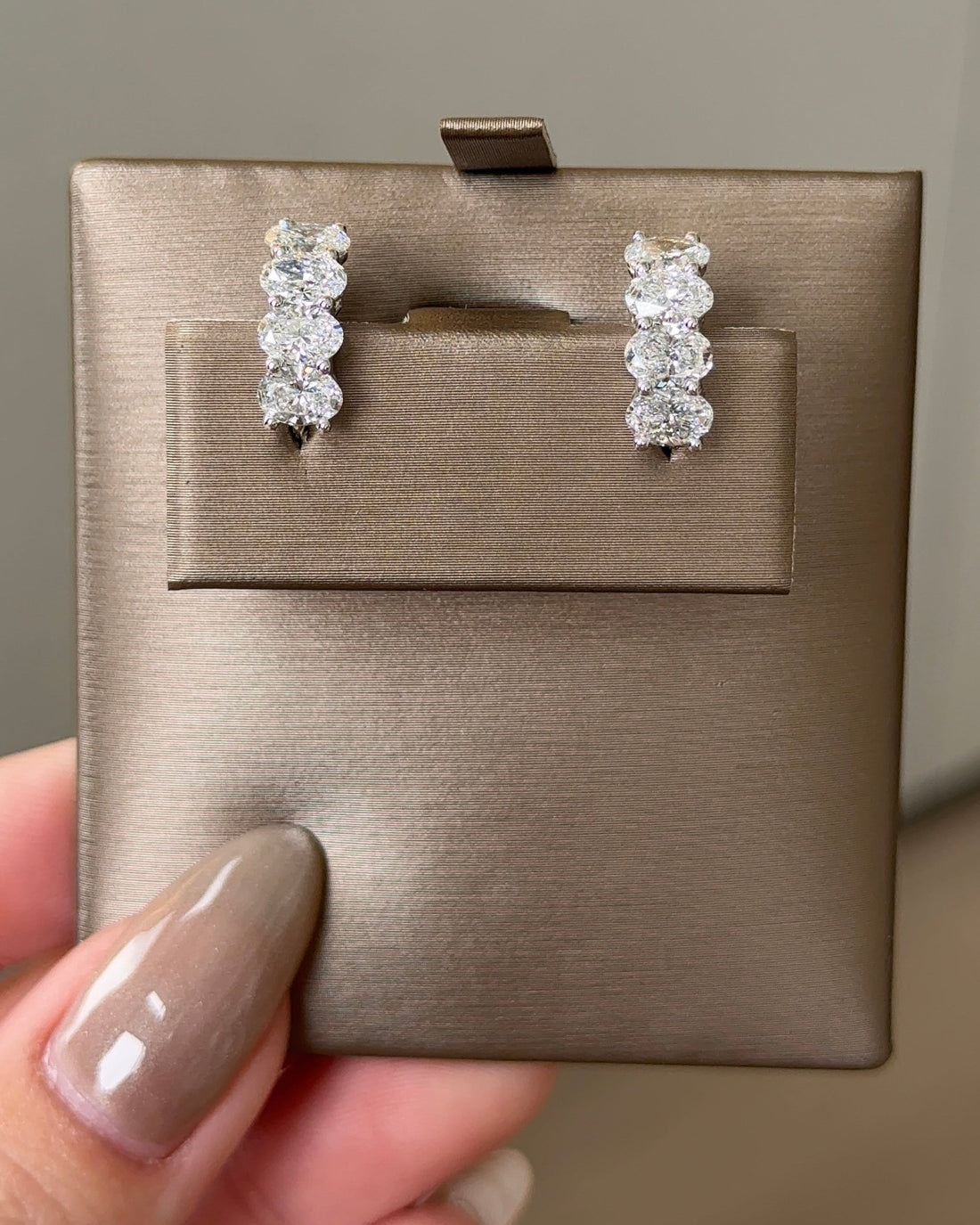 Oval cut Diamond Hoop Earring