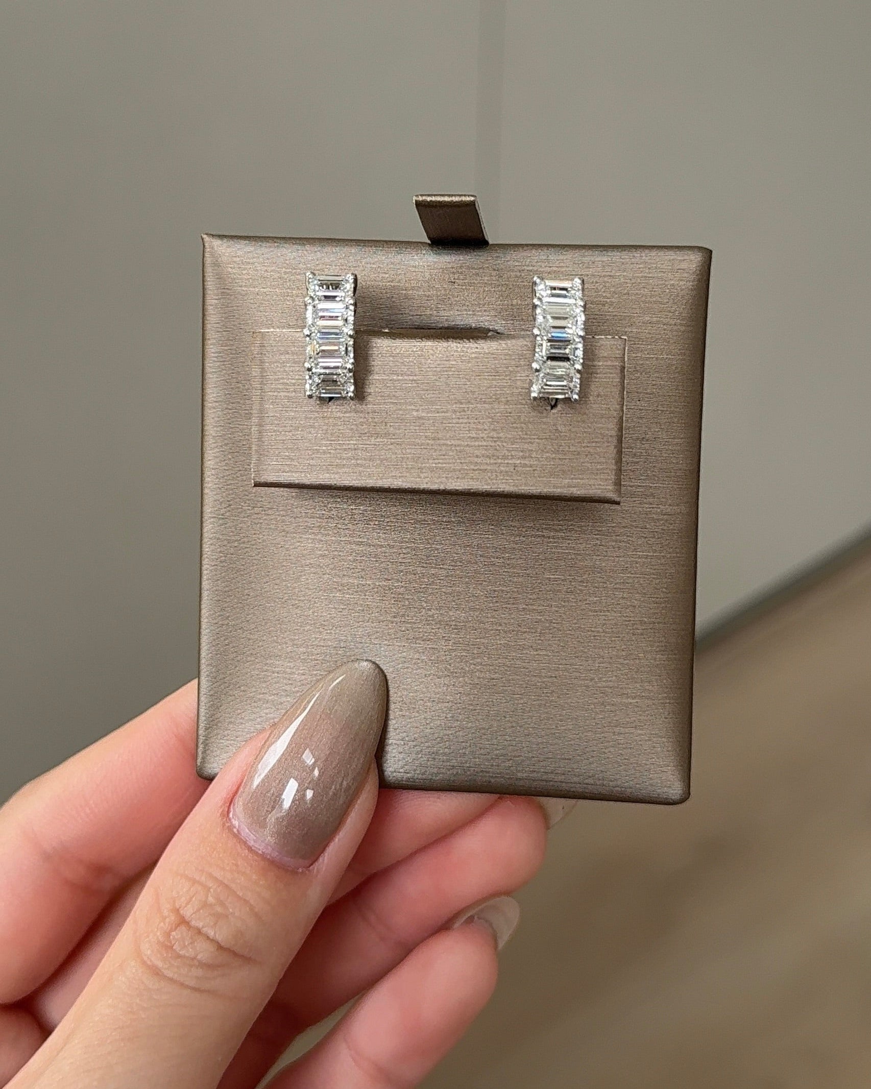 Emerald cut Diamond Hoop Earring