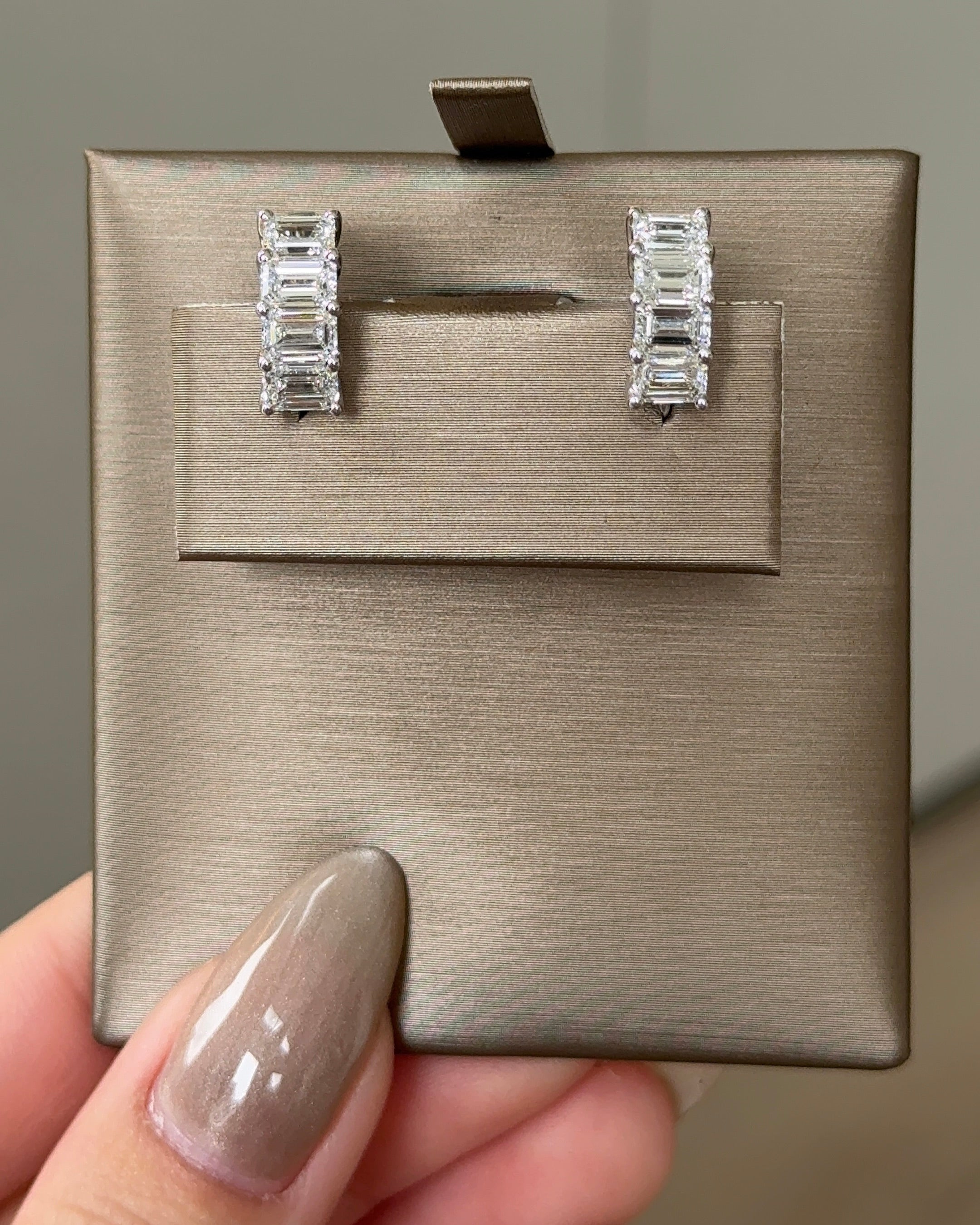 Emerald cut Diamond Hoop Earring