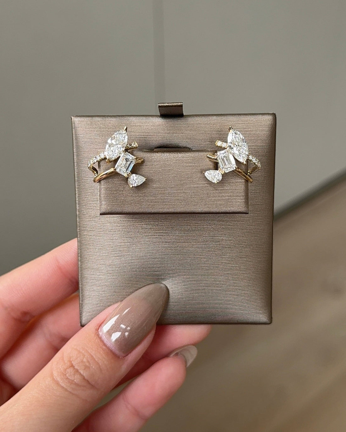 3 in 1 Marquise and Mixed Fancy cut Diamond Yellow Gold Earring