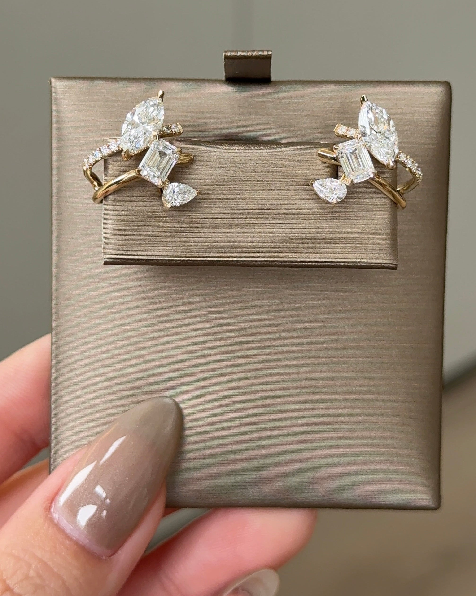 3 in 1 Marquise and Mixed Fancy cut Diamond Yellow Gold Earring