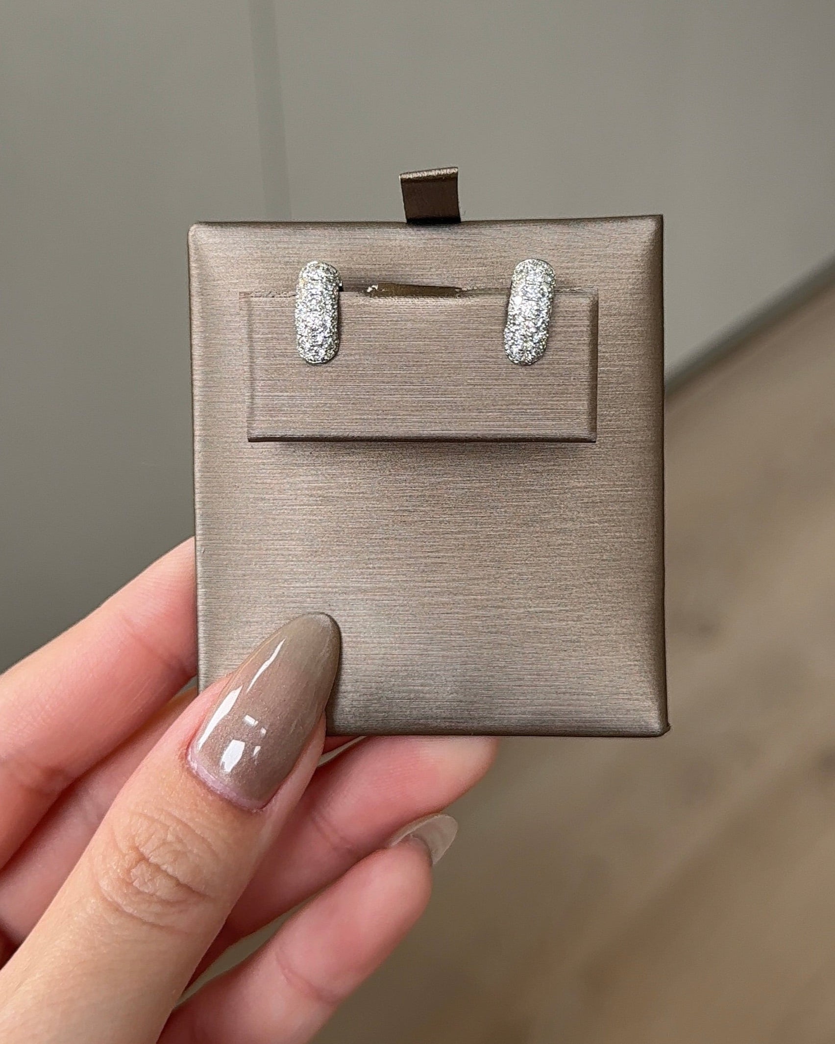 Round cut Pave Huggies Hoop Earring