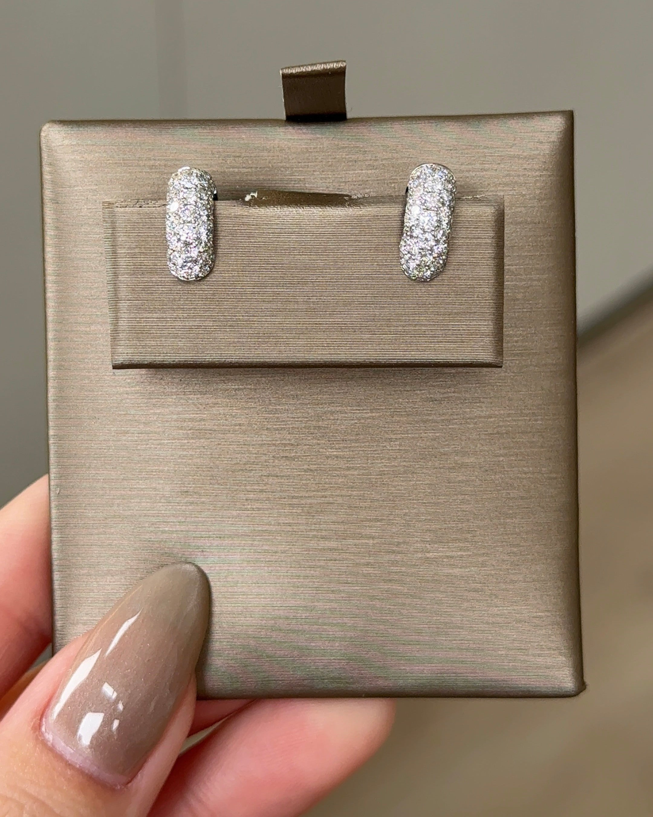 Round cut Pave Huggies Hoop Earring