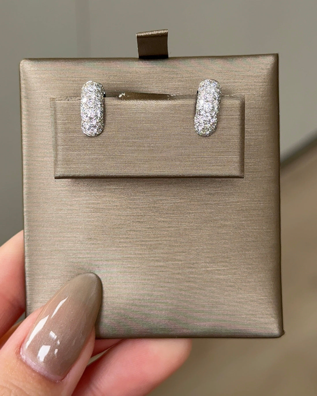 Round cut Pave Huggies Hoop Earring