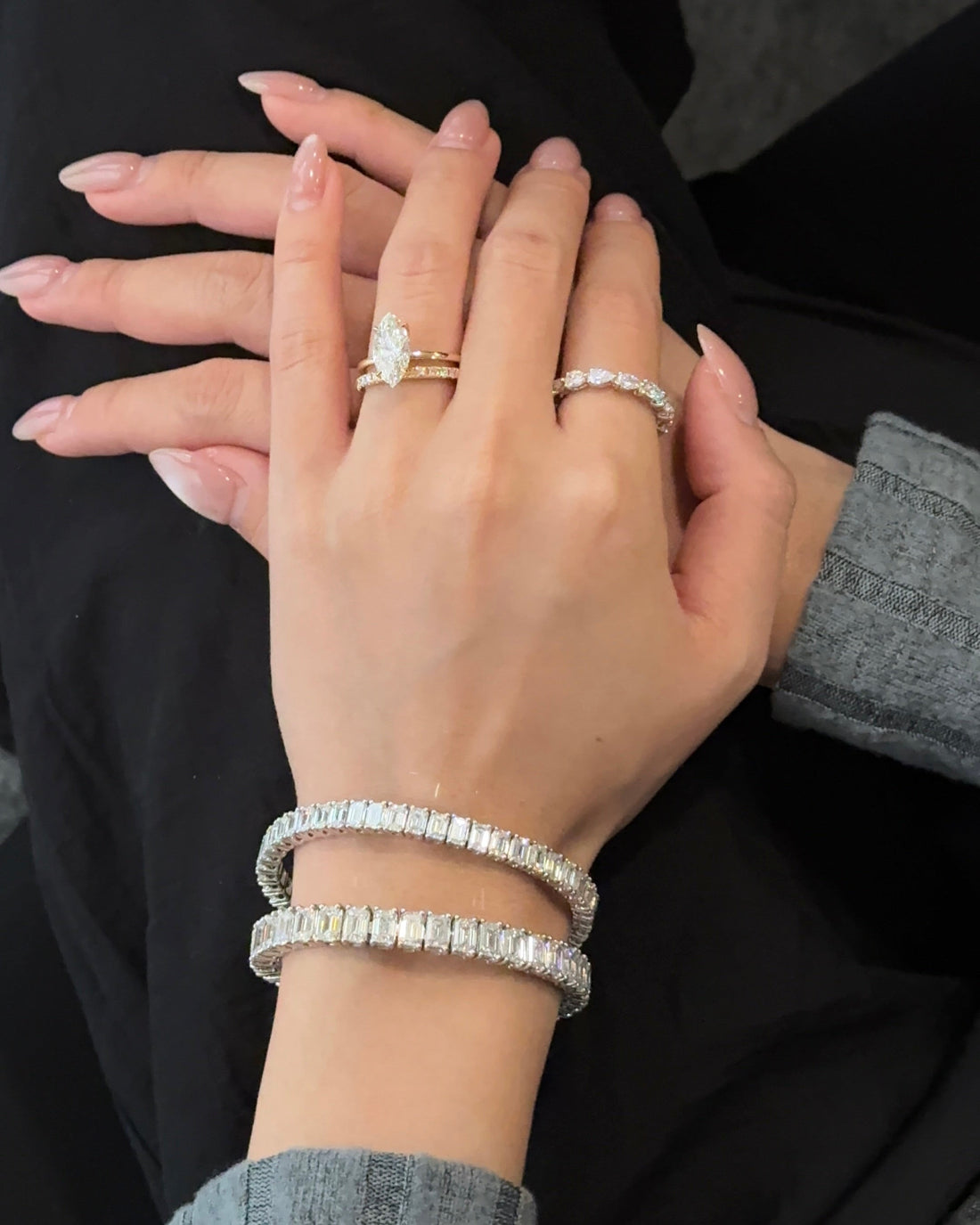 70 Pointer Emerald Cut Diamond Tennis Bracelet