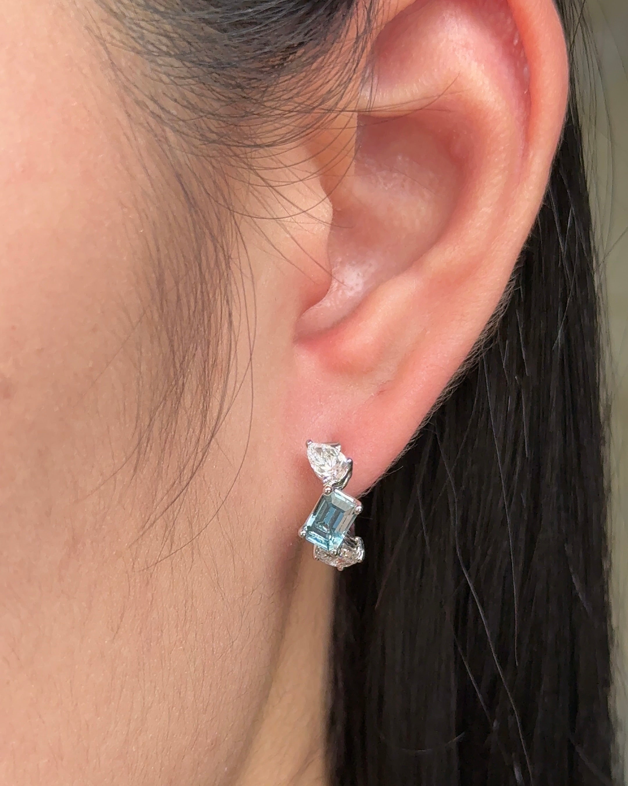 MILOS Mini Hoop Santa Maria Aquamarine & Mixed Fancy Cut Diamond  Earrings