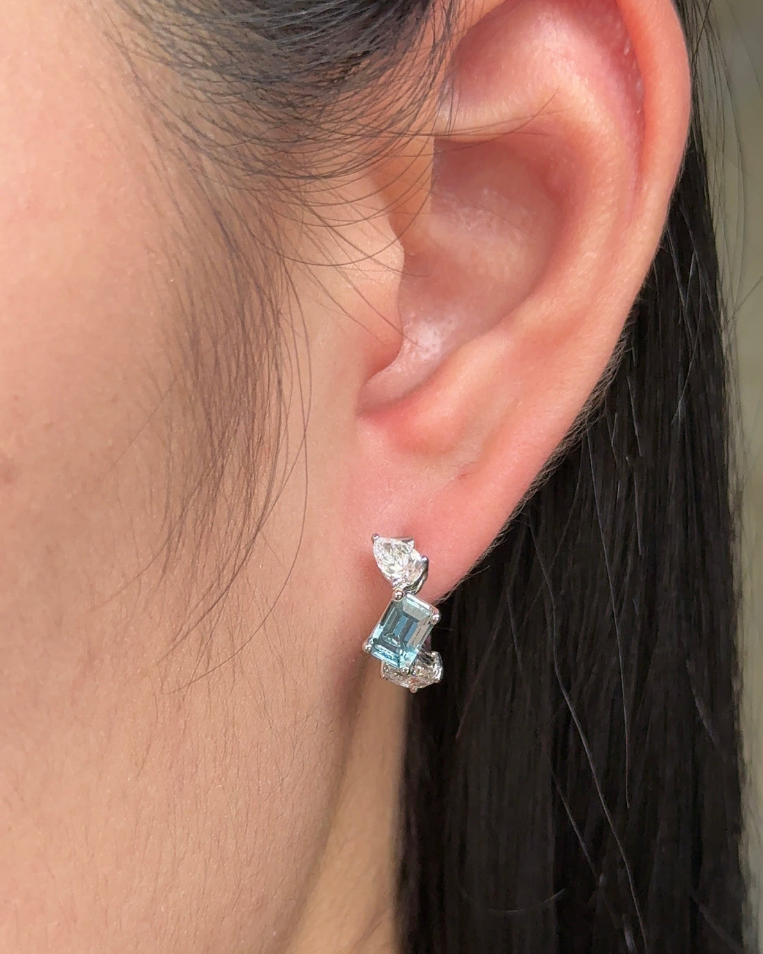 MILOS Mini Hoop Santa Maria Aquamarine & Mixed Fancy Cut Diamond  Earrings