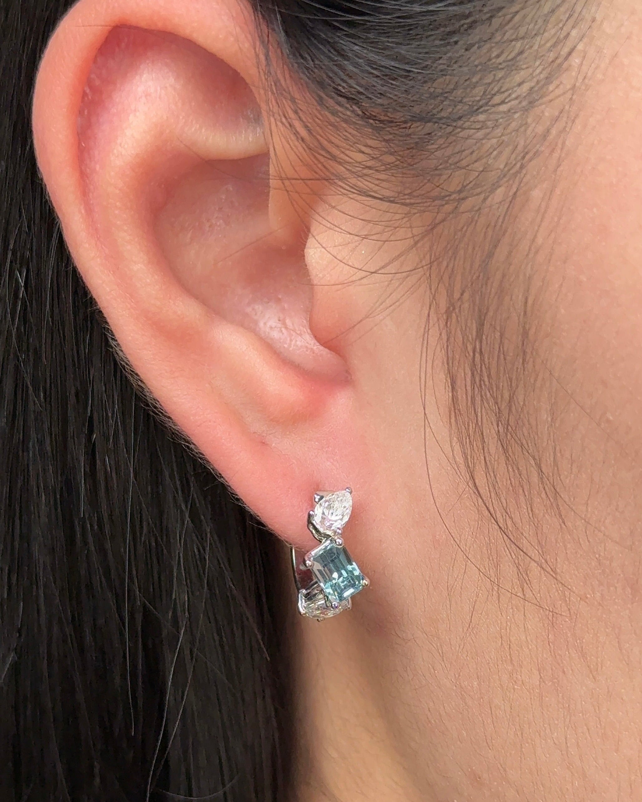 MILOS Mini Hoop Santa Maria Aquamarine & Mixed Fancy Cut Diamond  Earrings