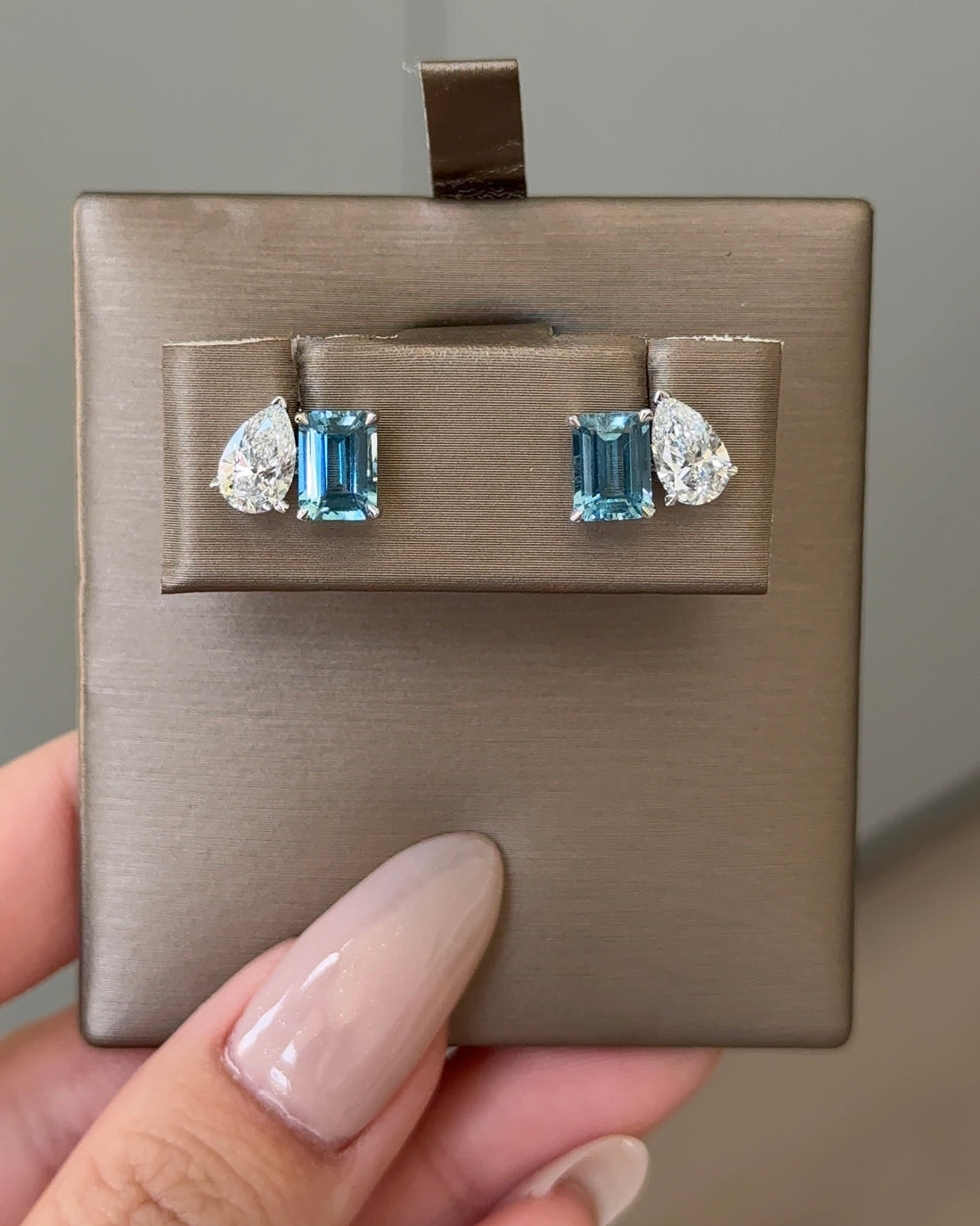 Seychelles Natural Santa Maria Aquamarine and Lab Diamond Toi Et Moi Earrings
