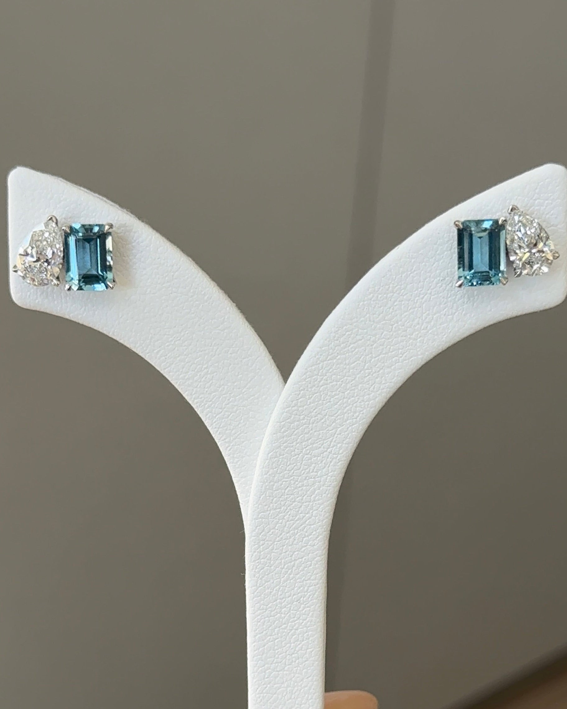 Seychelles Natural Santa Maria Aquamarine and Lab Diamond Toi Et Moi Earrings