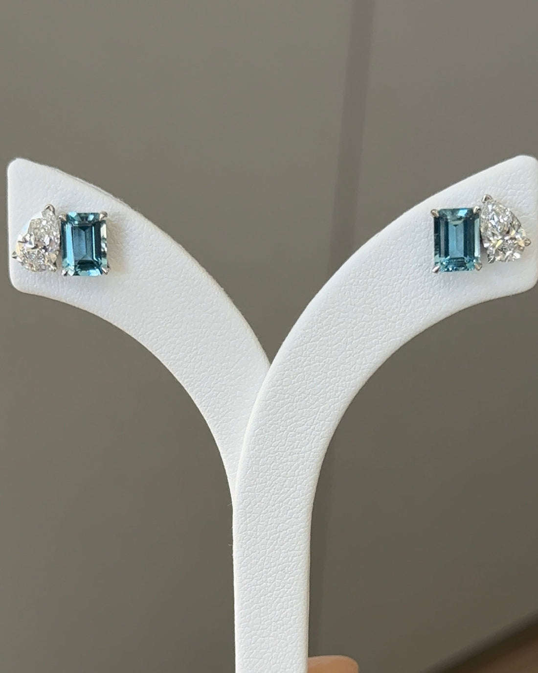 Seychelles Natural Santa Maria Aquamarine and Lab Diamond Toi Et Moi Earrings