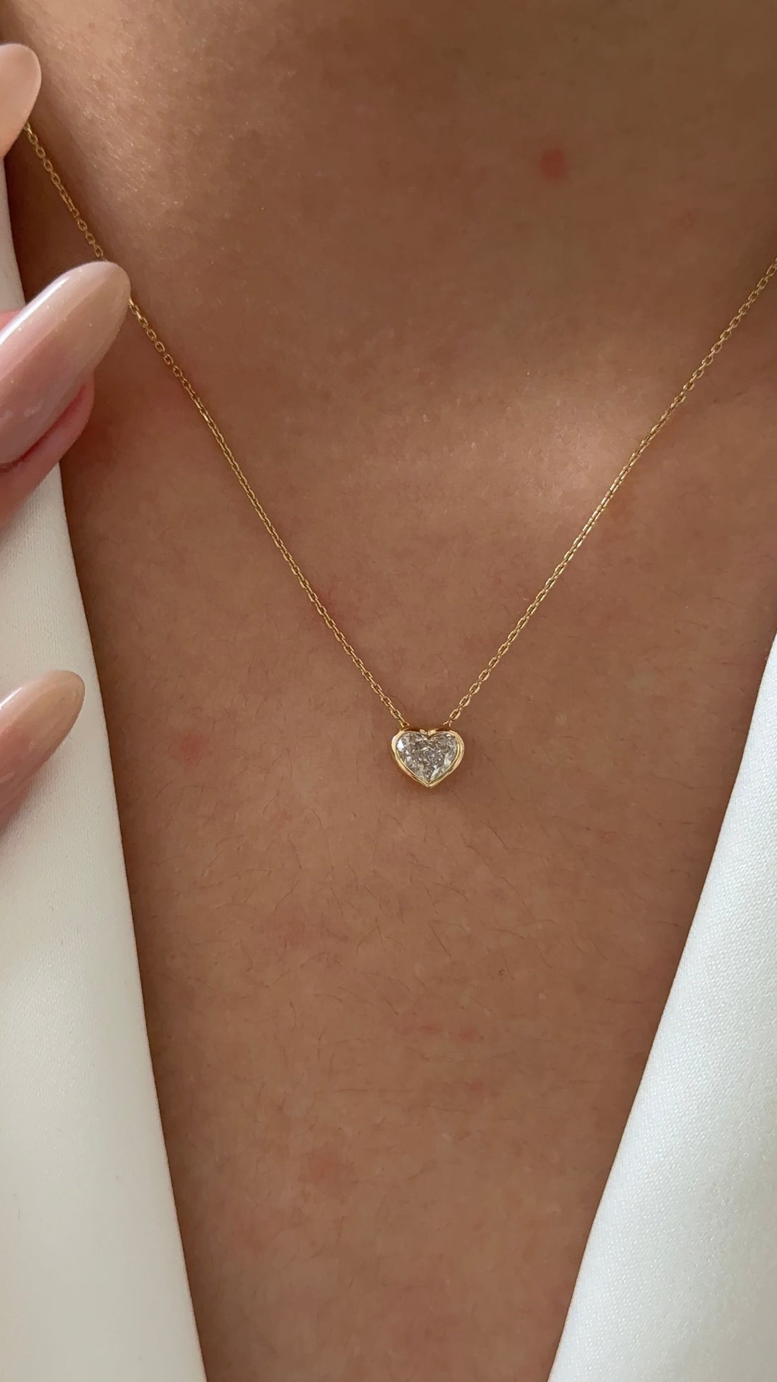 50 Pointer Heart cut Diamond Yellow Gold Bezel Pendant Necklace