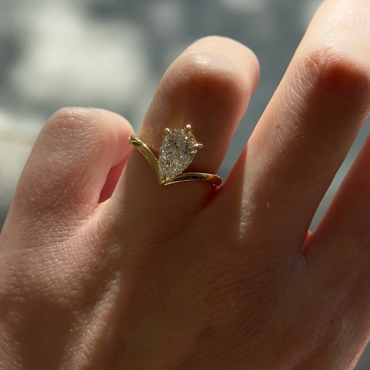 Ara | 1.5ct Pear Wishbone Solitaire Ring