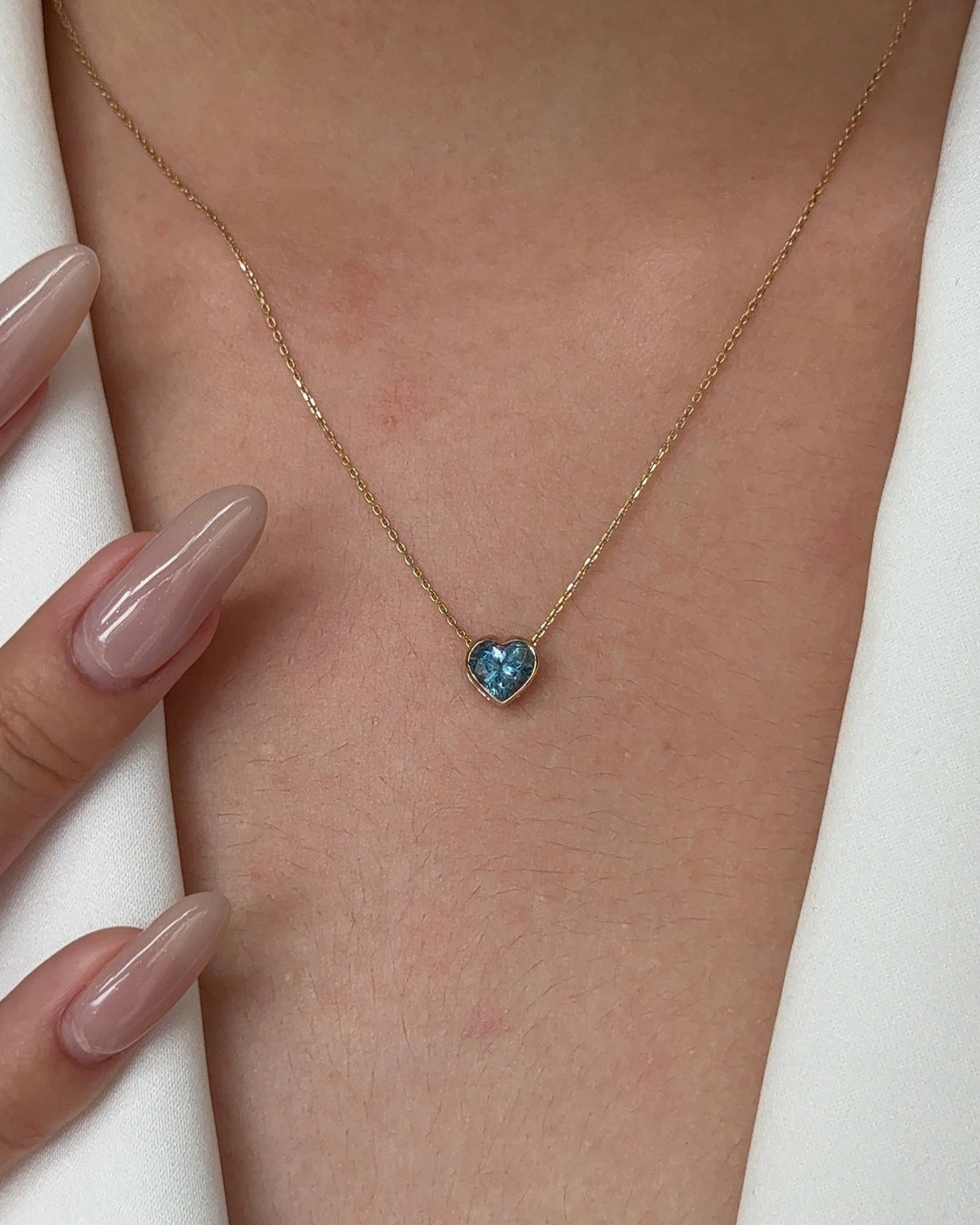 70 Pointer Heart cut Natural Santa Maria Aquamarine Pendant Necklace