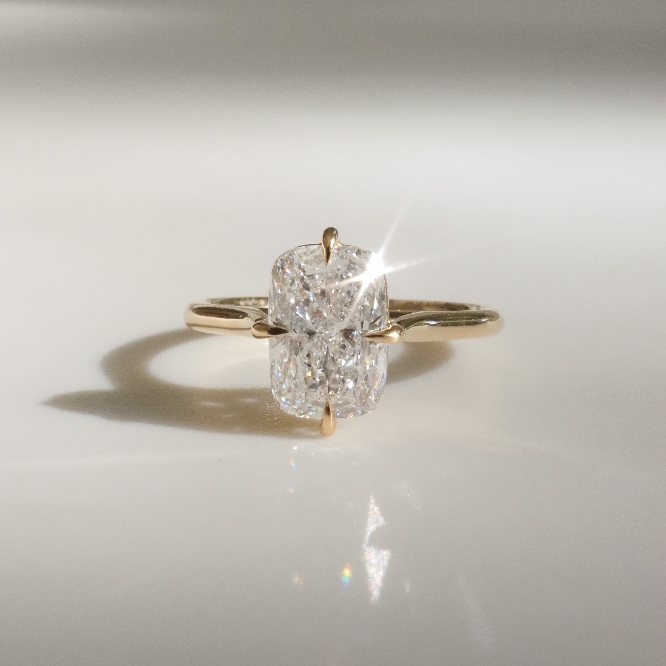 Kali | Elongated Cushion Solitaire Lab-Grown Diamond Engagement Ring
