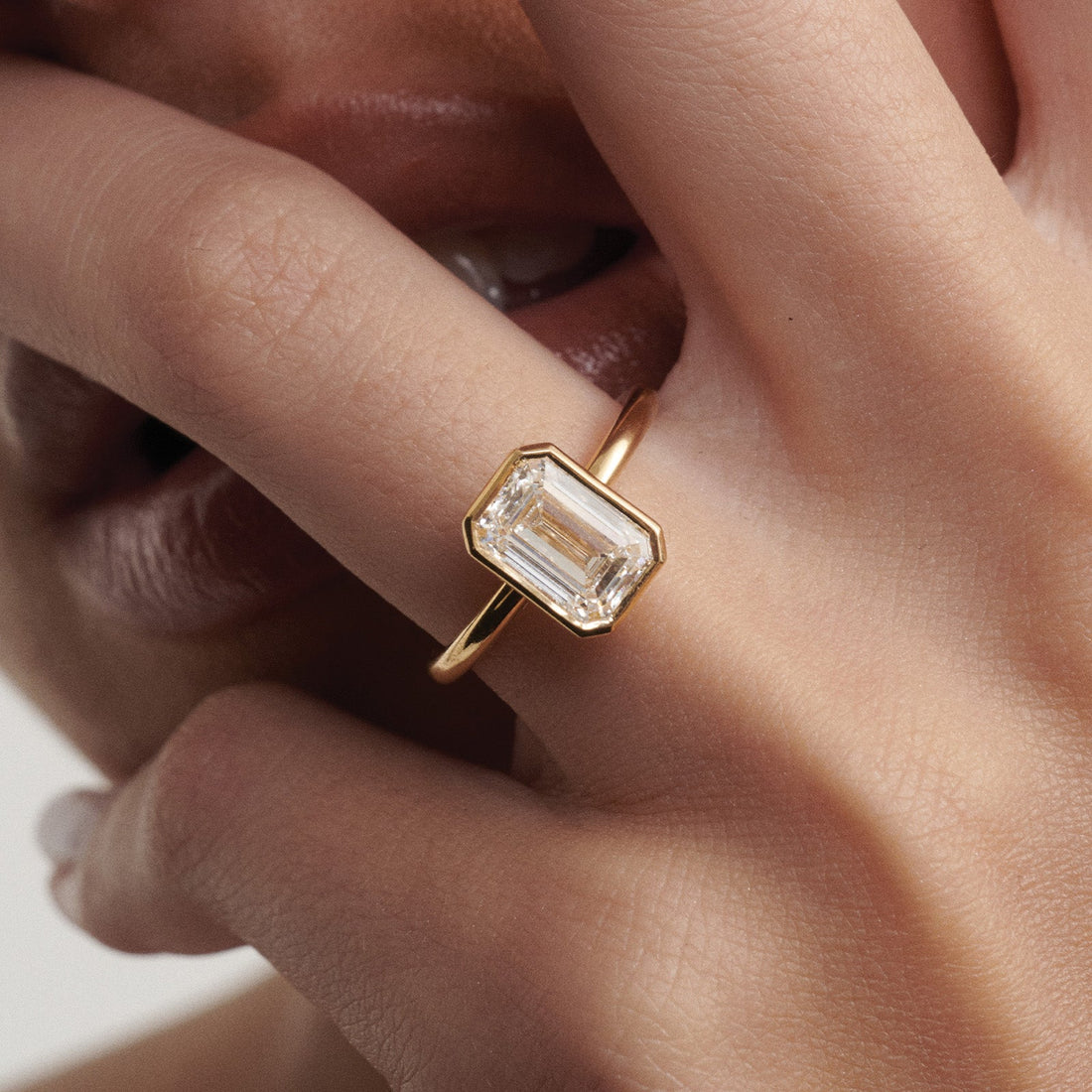 Eira | Emerald Bezel Solitaire Lab-Grown Diamond Engagement Ring