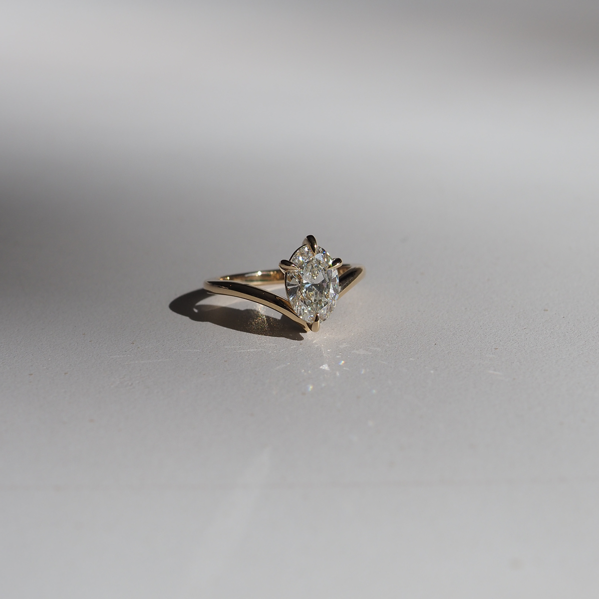 Ora | Oval Solitaire Lab-Grown Diamond Engagement Ring with Wishbone Band