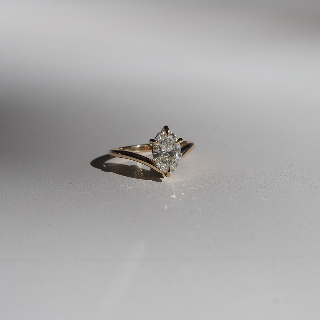 Ora | Oval Solitaire Lab-Grown Diamond Engagement Ring with Wishbone Band