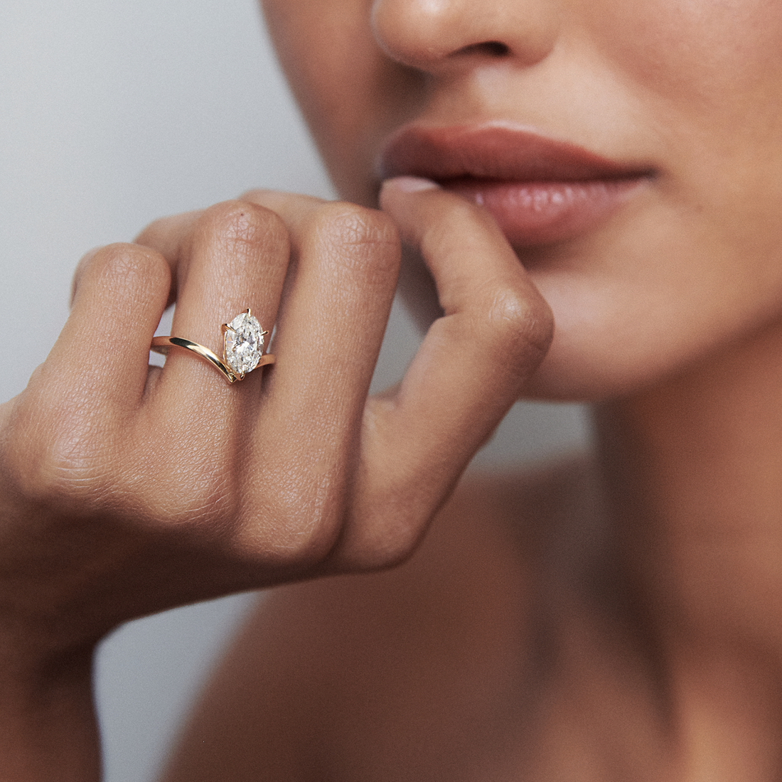 Ora | Oval Solitaire Lab-Grown Diamond Engagement Ring with Wishbone Band