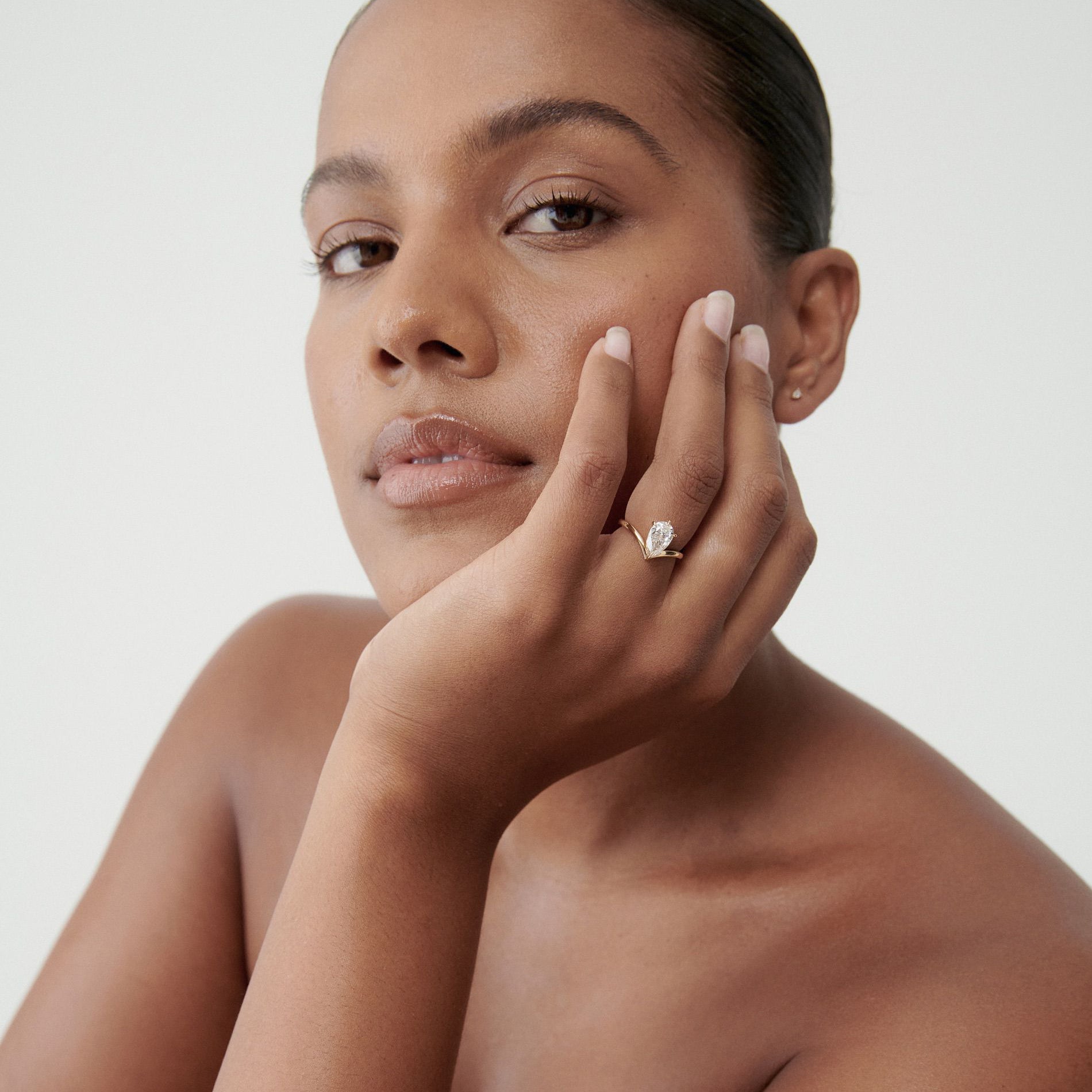 Ara | Pear Solitaire Lab-Grown Diamond Engagement Ring with Wishbone Band