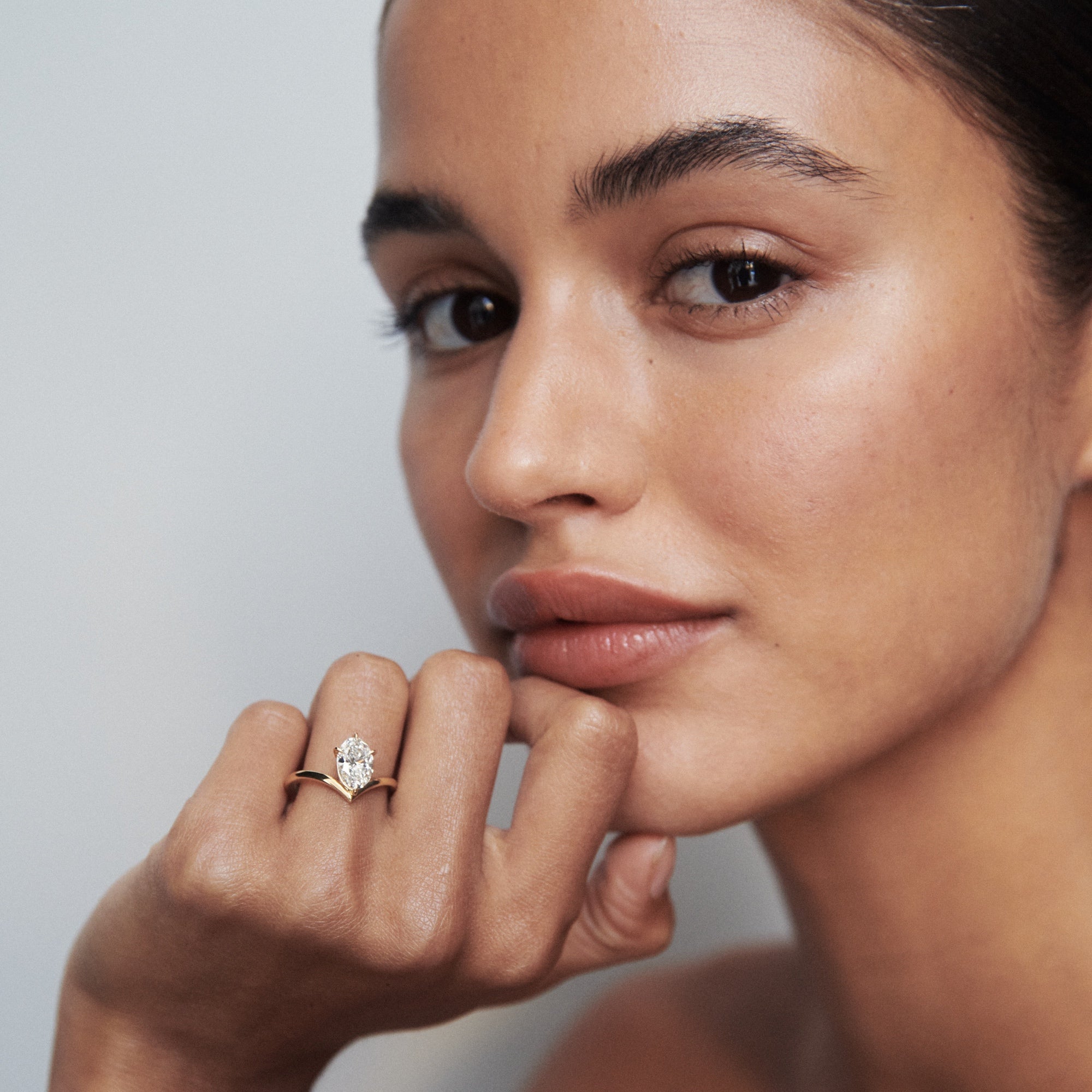 Ora | Oval Solitaire Lab-Grown Diamond Engagement Ring with Wishbone Band