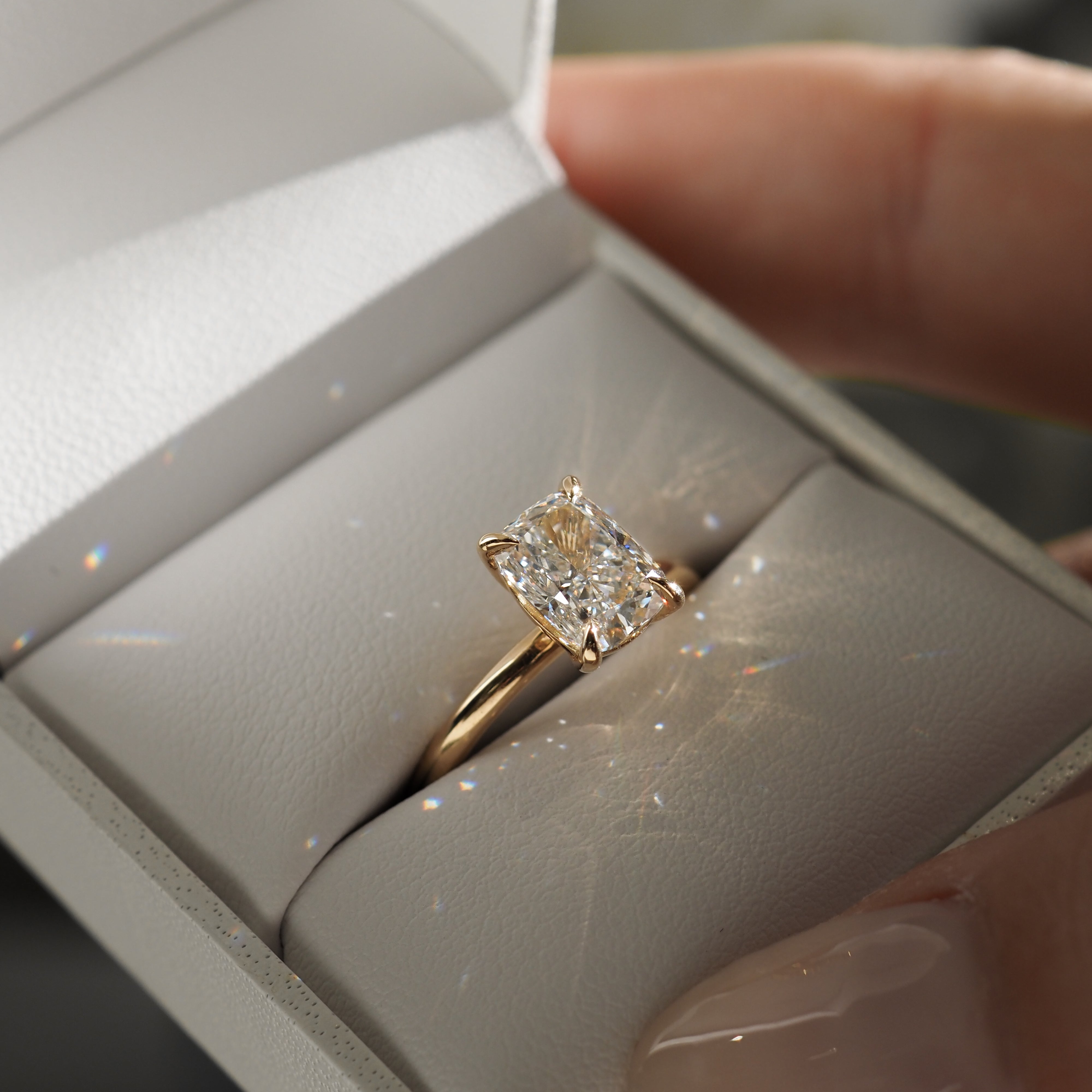 Khia | Elongated Cushion Solitaire Lab-Grown Diamond Engagement Ring