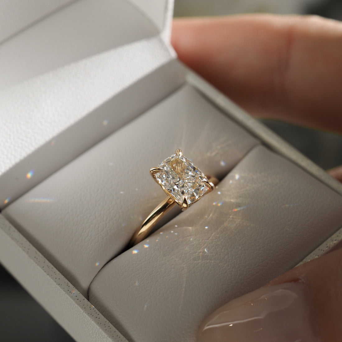 Khia | Elongated Cushion Solitaire Lab-Grown Diamond Engagement Ring