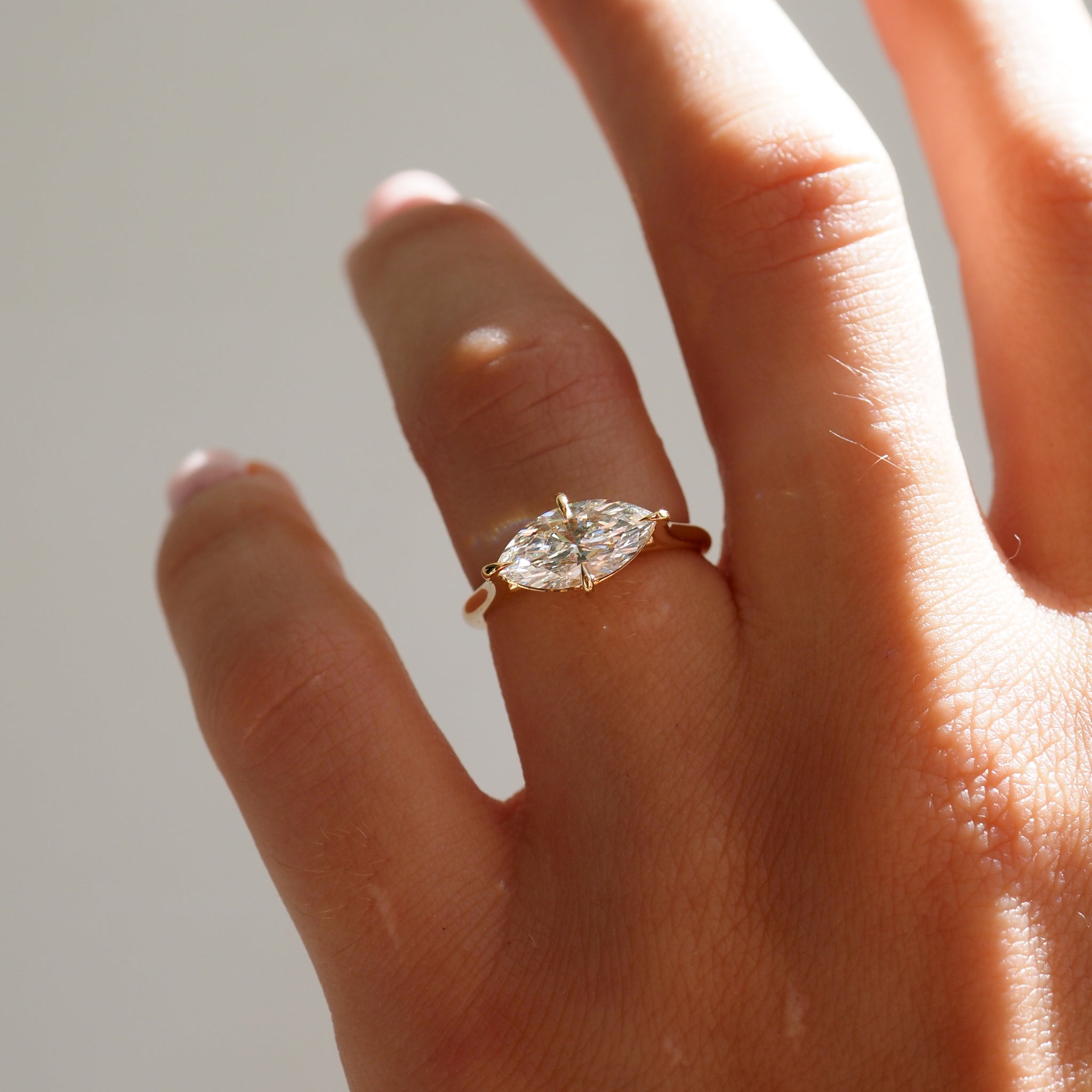 Micah | East West Marquise Solitaire Lab-Grown Diamond Engagement Ring