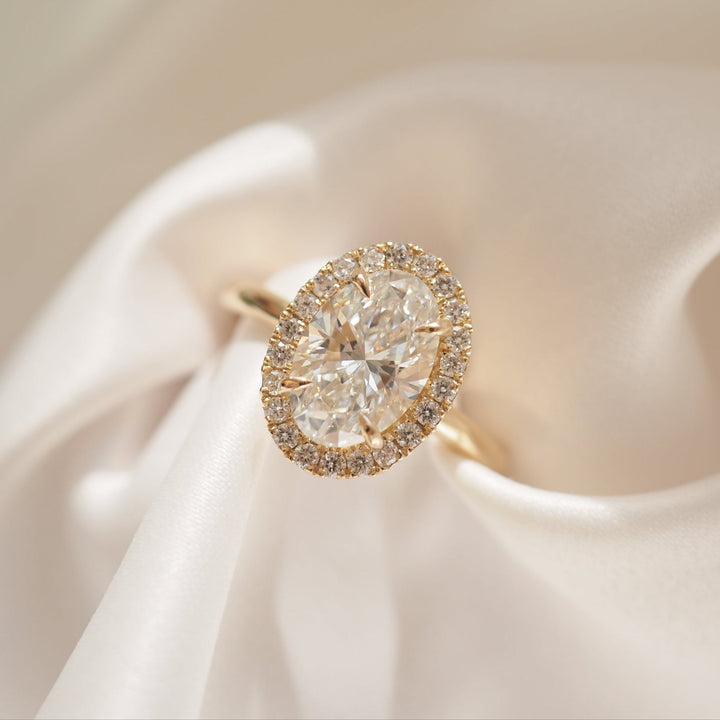Harlow | 2ct Oval Solitaire Lab-Grown Diamond Ring with Diamond Halo