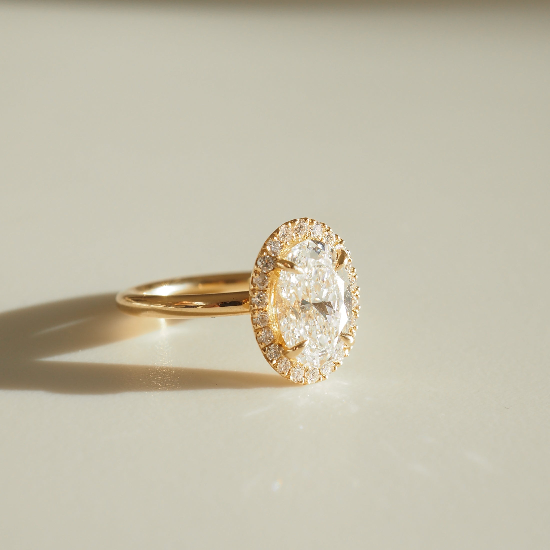 Harlow | 2ct Oval Solitaire Lab-Grown Diamond Ring with Diamond Halo