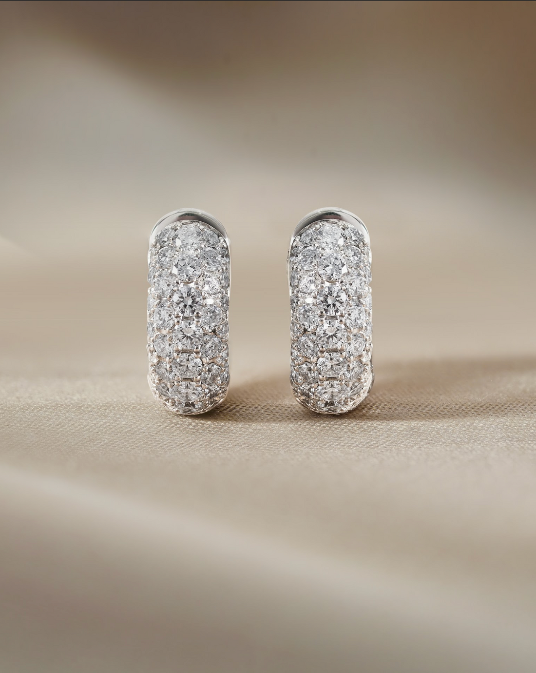 Round cut Pave Huggies Hoop Earring