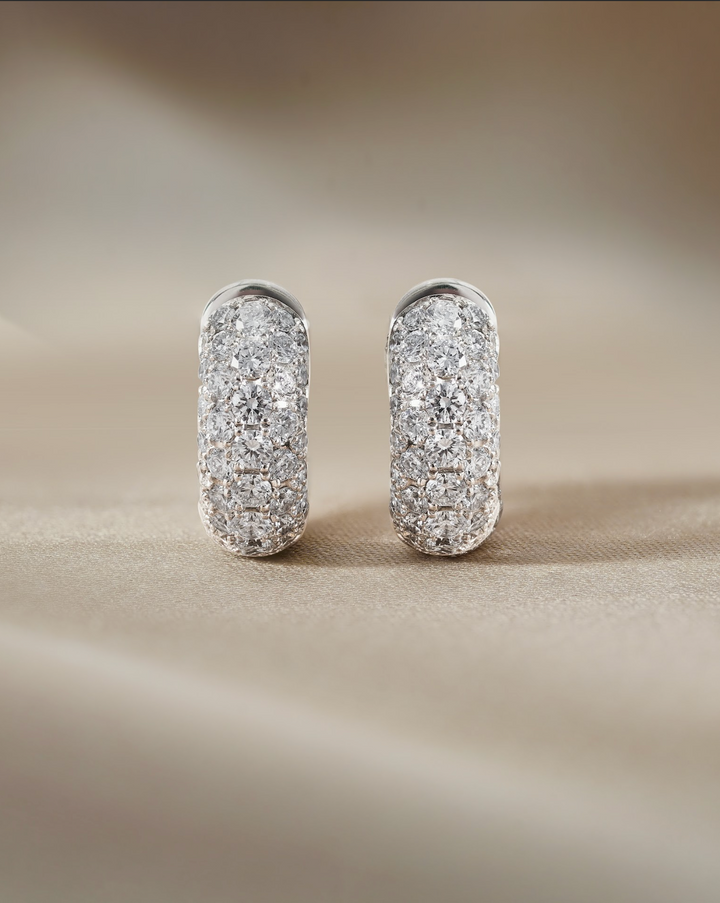 Round cut Pave Huggies Hoop Earring