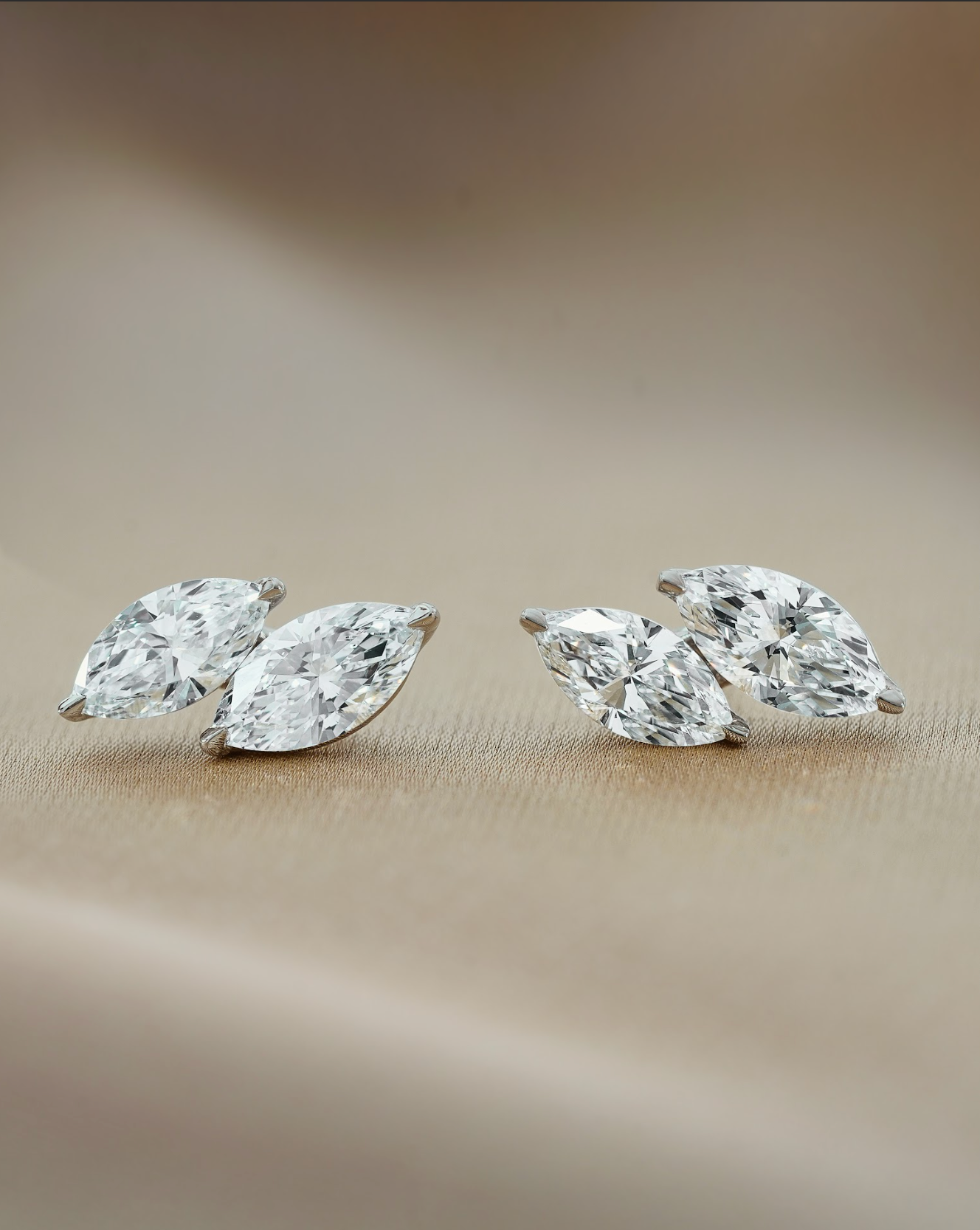 50 and 70 pointer Double Marquise cut Diamond Earrings