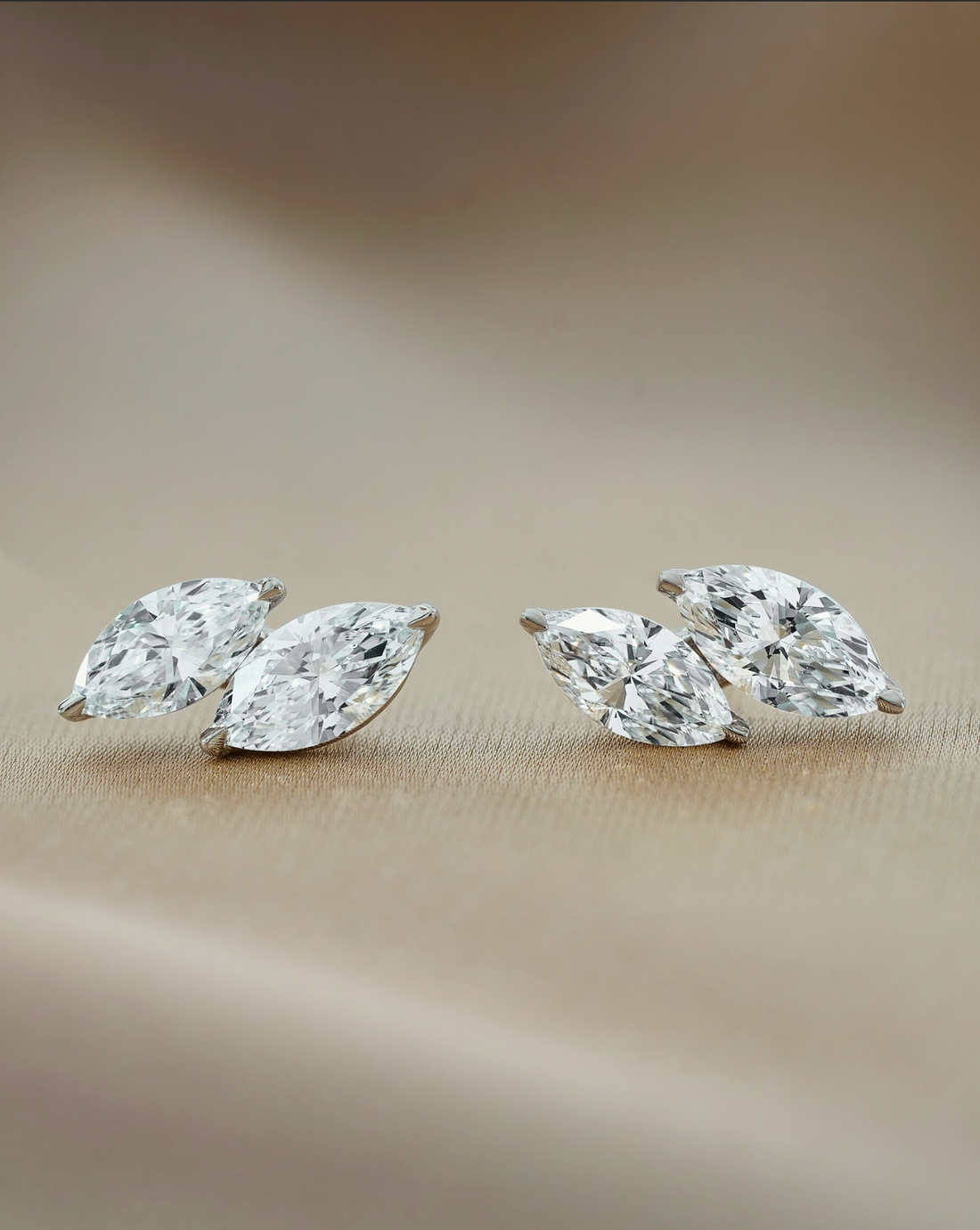 50 and 70 pointer Double Marquise cut Diamond Earrings