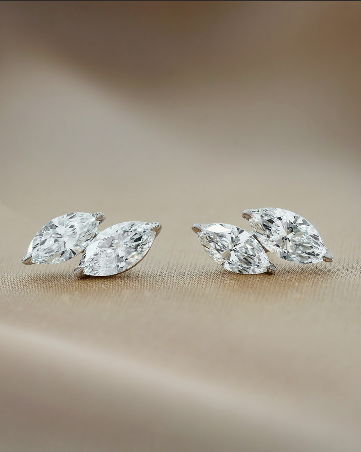50 and 70 pointer Double Marquise cut Diamond Earrings