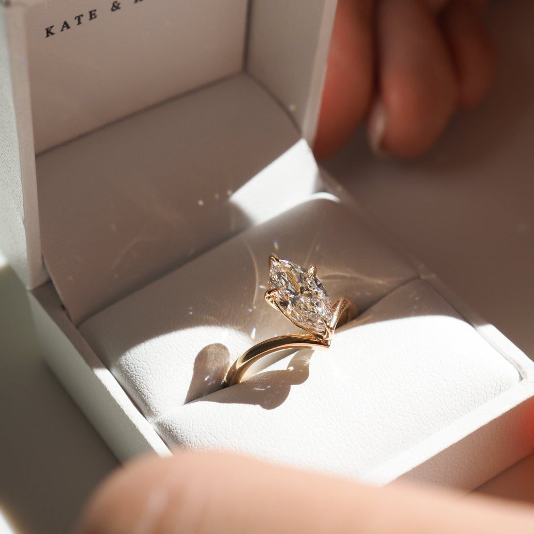 Vela | Marquise Solitaire Lab-Grown Diamond Engagement Ring with Wishbone Band
