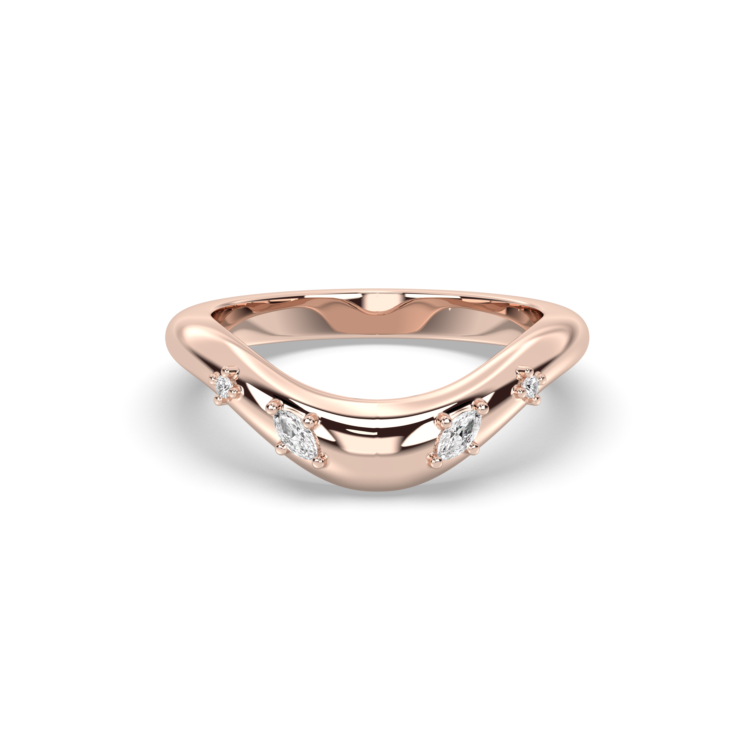 The Drip Wedding Band, Marquise and Round Accents