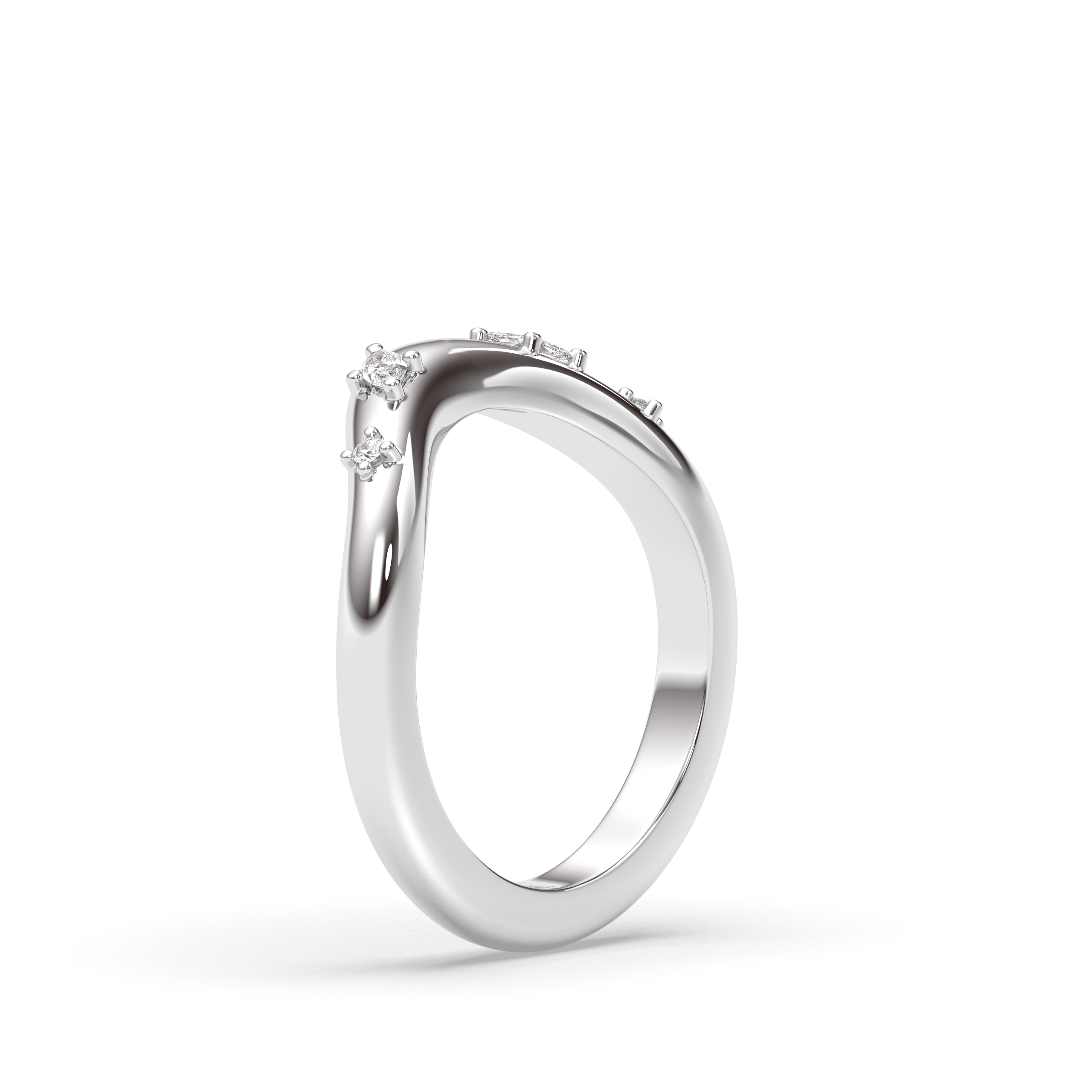 The Drip Wedding Band, Marquise and Round Accents