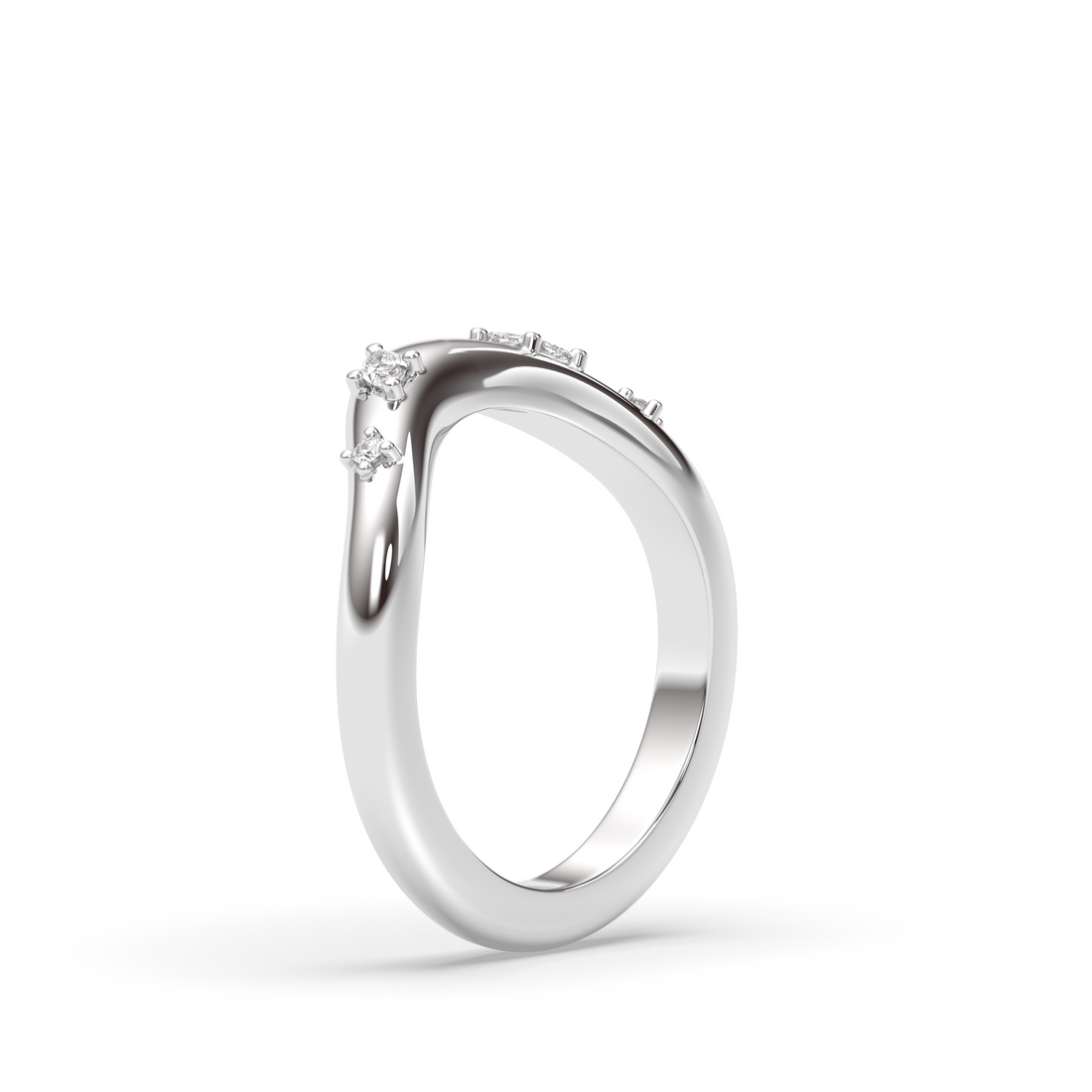 The Drip Wedding Band, Marquise and Round Accents