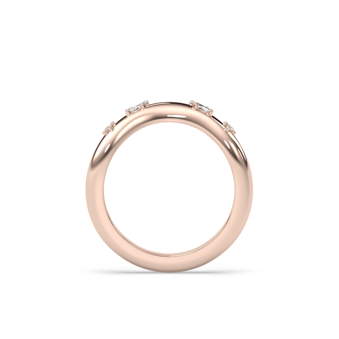 The Drip Wedding Band, Marquise and Round Accents