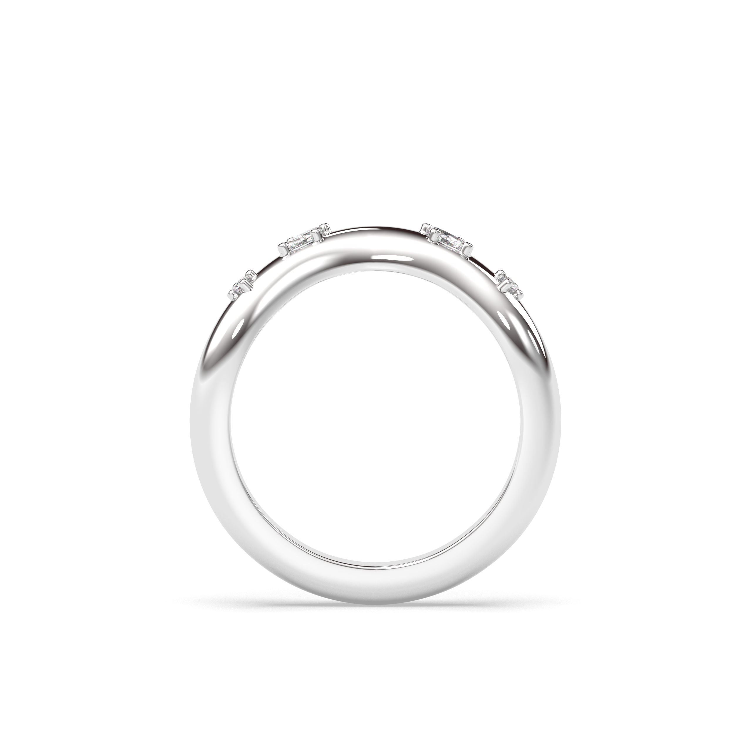 The Drip Wedding Band, Marquise and Round Accents